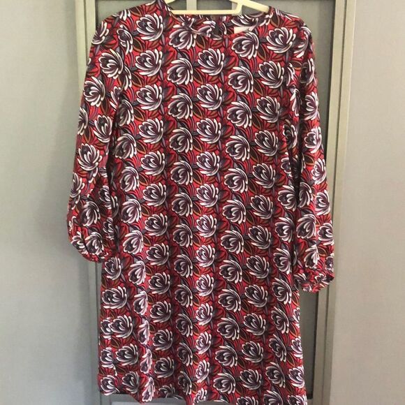 LOFT Long sleeve red floral print shift dress. Size XS - Picture 1 of 7